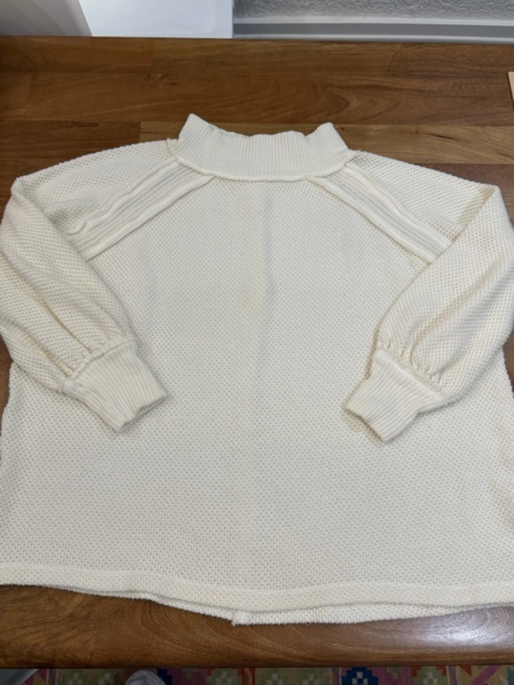 We The Free Cream Textured Mock Neck Sweater Size Medium